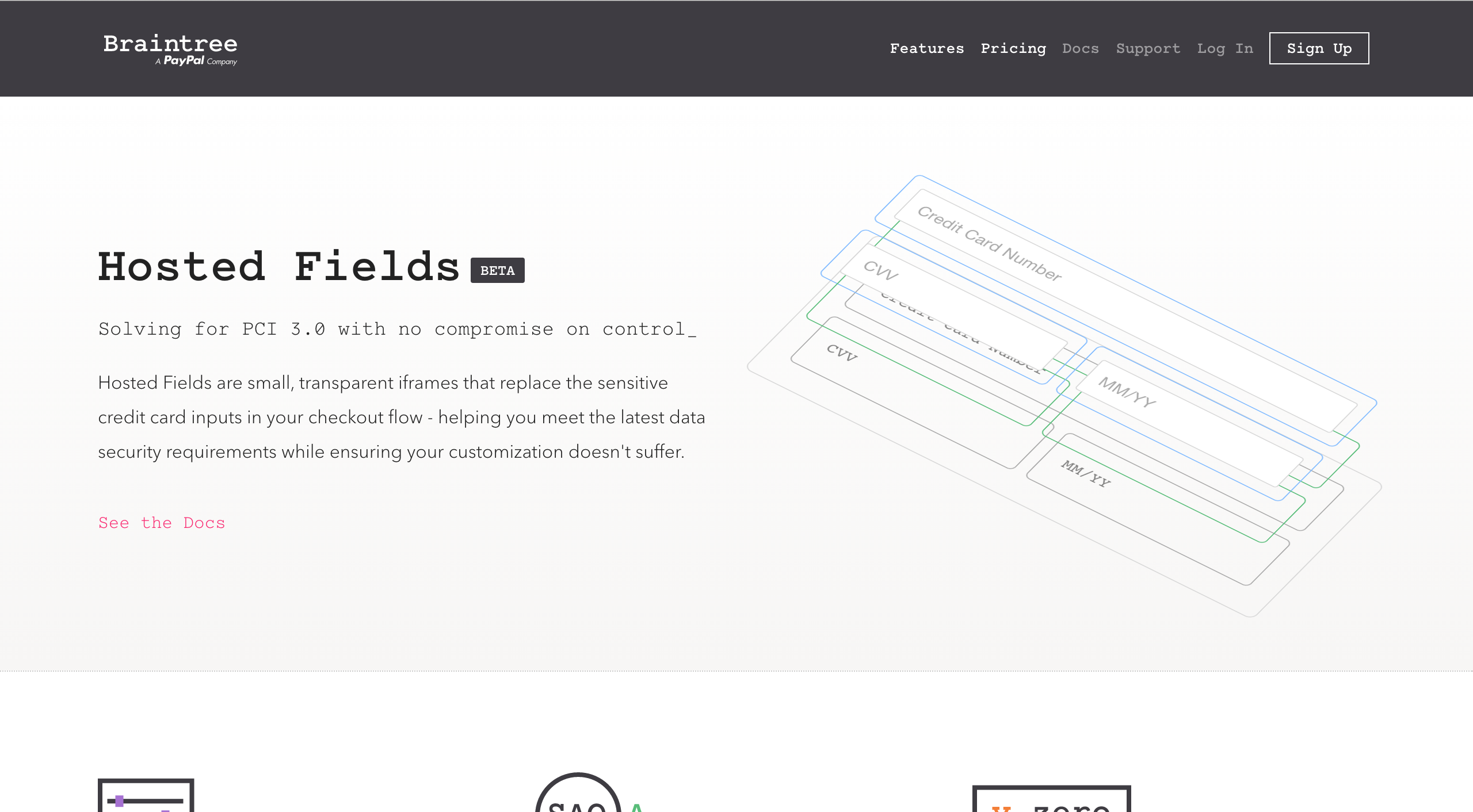 A screenshot of the original Hosted Fields doc page.