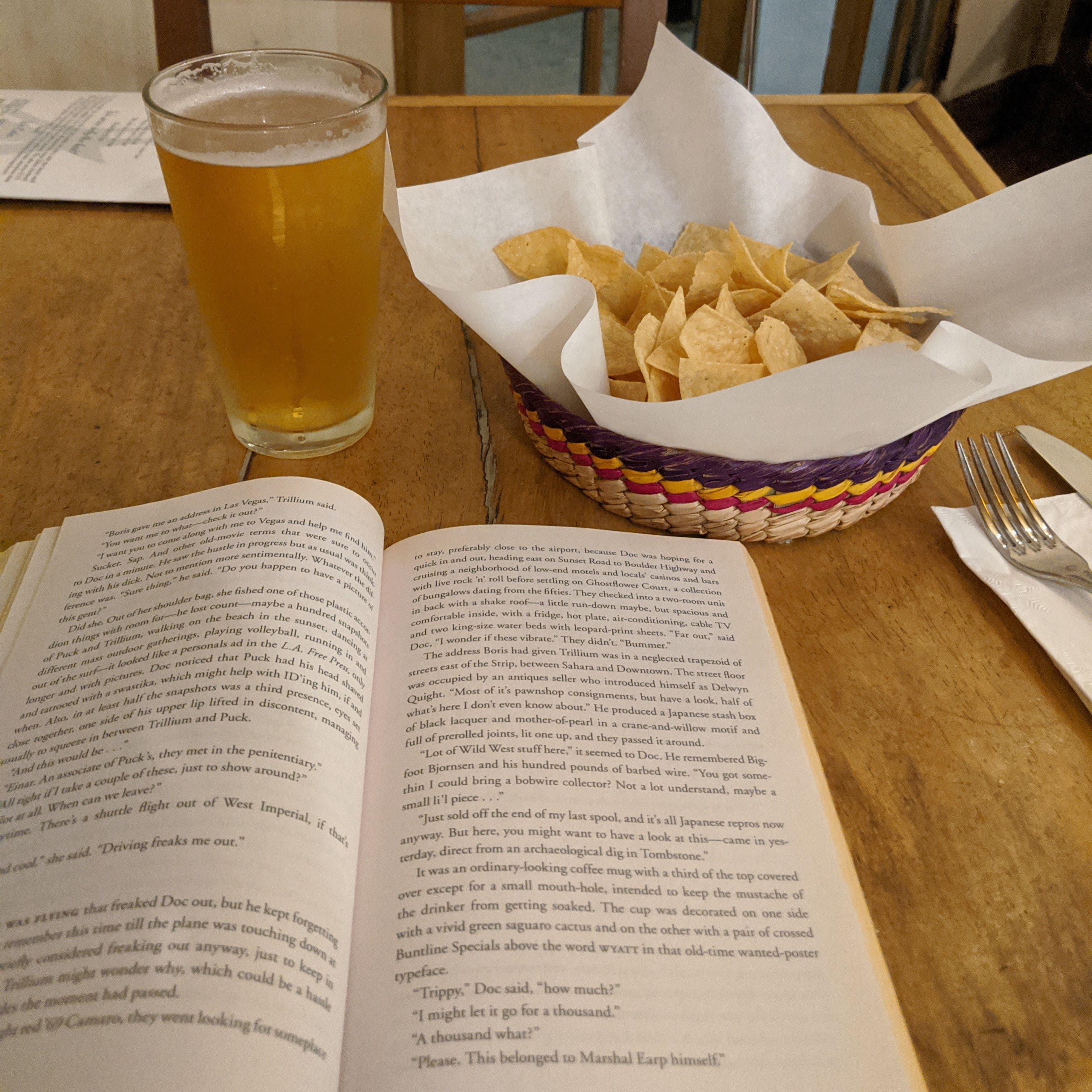 a book and a beer.