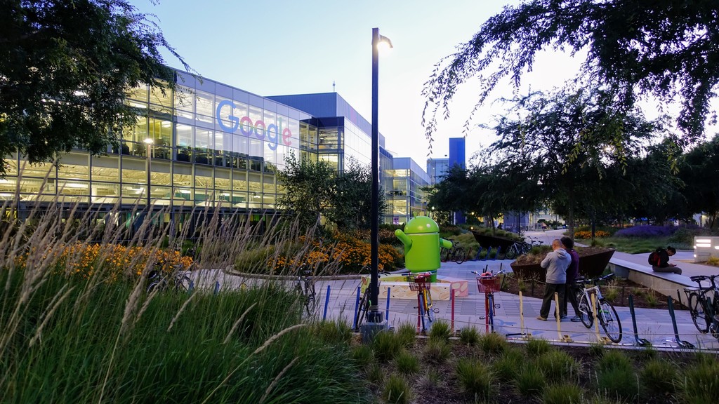The Googleplex at dusk